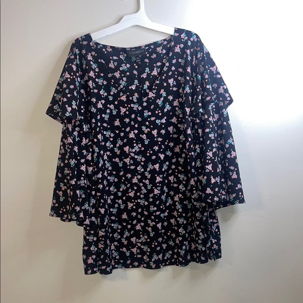 Lane Bryant Black Floral Blouse Size 22/24 EUC #212 🏷️